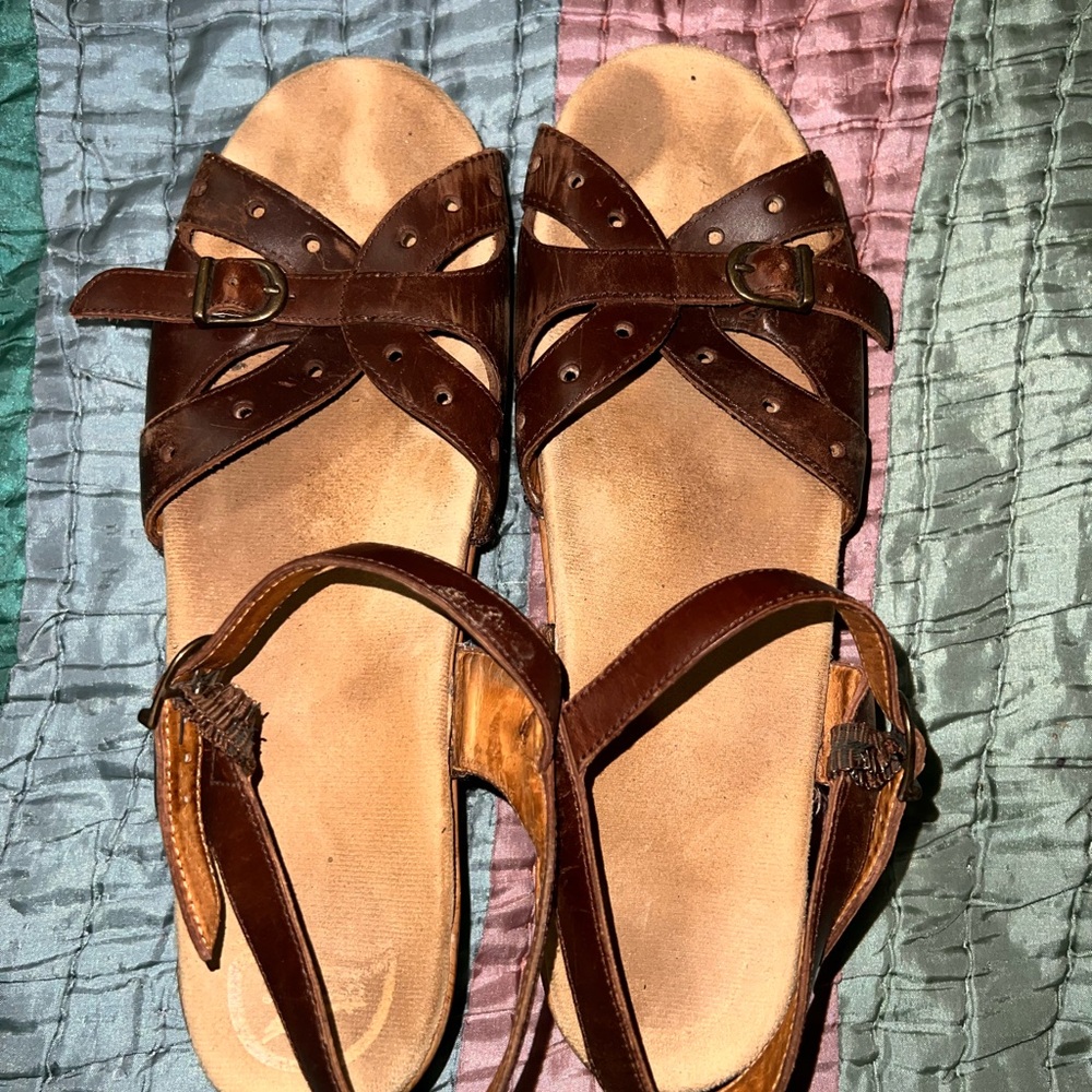 Dansko Brown Leather Sandals with Buckle size 42